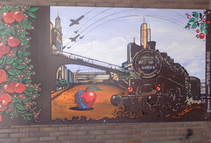 Station - Schilderij van appels, mooi beeld van de stad