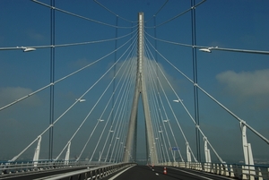 Pont de Normandie in Honfleu, langste tuibrug in Europar