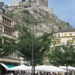 Zicht van Notre dame de Valre Vanaf terras in Sion.