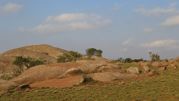 OVERAL LIGT HET BEZAAID MET BOULDERS