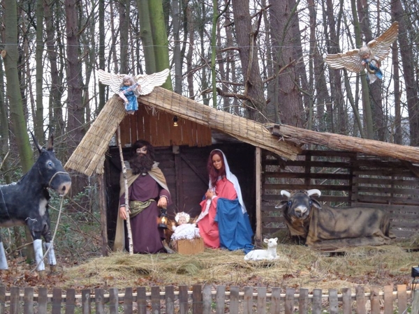 Kerststal.. gewoon langs de weg..