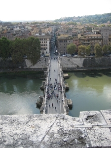 zicht op Ponte Sant'Angelo vanop Castel Sant'Angelo