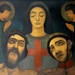 Christus,Maria en soldaat met 2 engelen