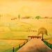 Zonovergoten landschap aquarel