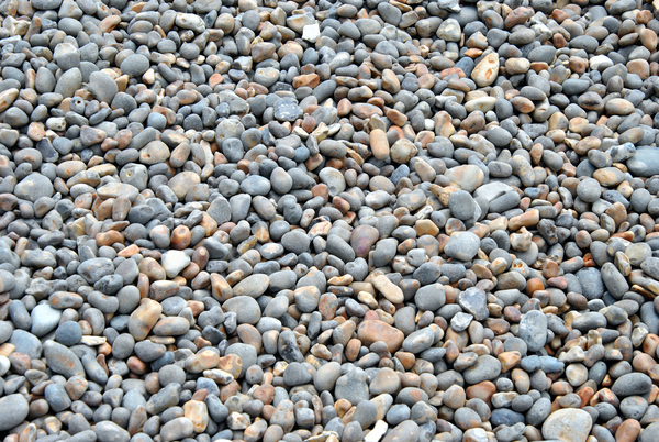 Op het strand van kiezelsteen