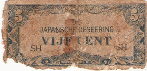 Nederlandsch Indi 1942 5 Cent Japanse Bezetting a