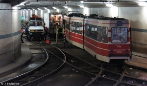 Ontsporing GTL 3052 in de tramtunnel HS    (24 december 2013)