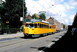 HTM 1308 in de AOM-tijd (jaren 90) in dienst op GVB lijn 3 in de 