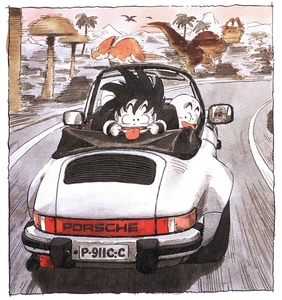 Dragonball_Akira-Toriyama_04_224_Goku_Krilin_Porsche-911-cabrio_o