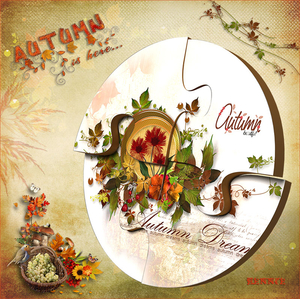Herfstscrap met handeling puzzle effects van Panos