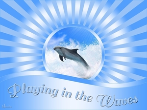 Playing Dolphin, template met dolfijn in de golven.