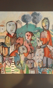 MENS EN DIER 2 ( 50 x 50 ) zomerlandschap