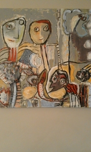 MENS EN DIER ( 50 x 50) goeie morgen roodborsje