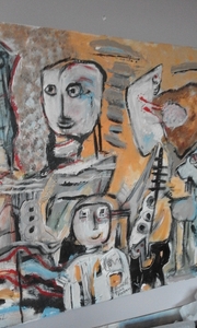 MENS EN DIER ( 50 x 50 ) rudolf op de kermis