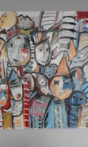 MENS EN DIER ( 50 x 50 ) harlekijn