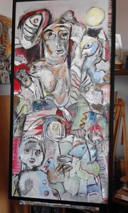 MENS EN DIER ( 126 x 63,50 ) het voederen van zeevogels