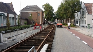 Aanleg van de tijdelijke trambaan