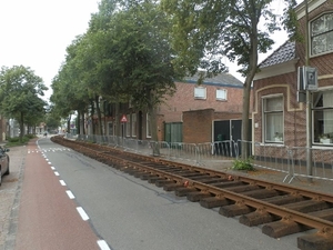 Aanleg van de tijdelijke trambaan