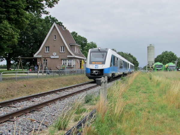 De nieuwe trein van de Bentheimer Eisenbahn. Die tussen Bad Benth