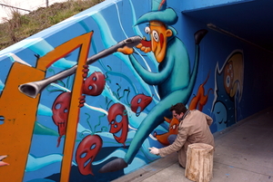 Streetart-Spoorweg-Fietsviadukt-Roeselare-