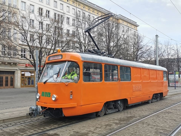 Werkwagen 706 in Maagdenburg op de oude markt op 16.02.2020.