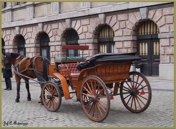 Antwerpen, Jef-A., De Grote Markt, paarden met koets.