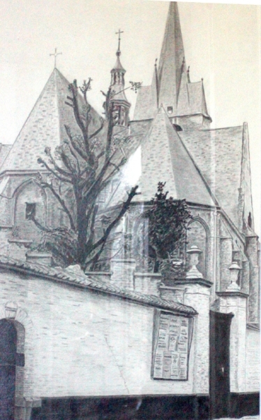 Sint-Janskerk te Mechelen (Potlood)