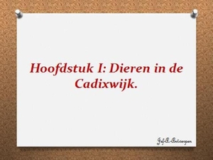 Hoofdstuk I Dieren in de Cadixwijk.