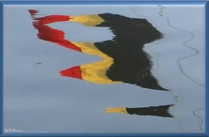 Weerspiegeling Belgische vlag.