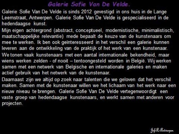 Galerie Sofie Van De Velde.