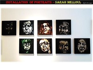 Installation of portraits – Sarah Melloul.