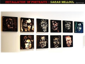 Installation of portraits – Sarah Melloul.