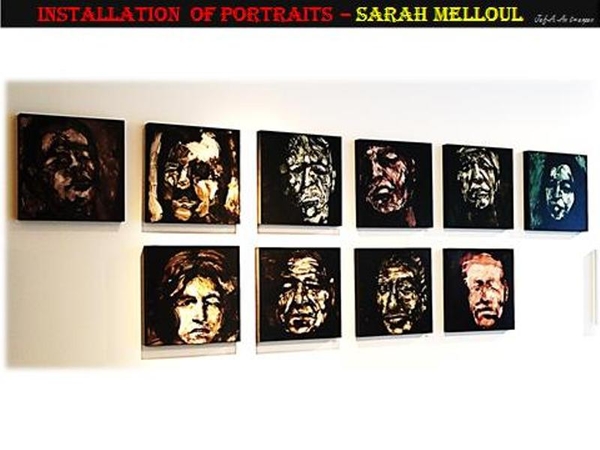 Antwerpen, Vernisagge, Gallery 15/17, Sarah Melloul, Acrylic, Cardboard, Protraits, Schilderij,