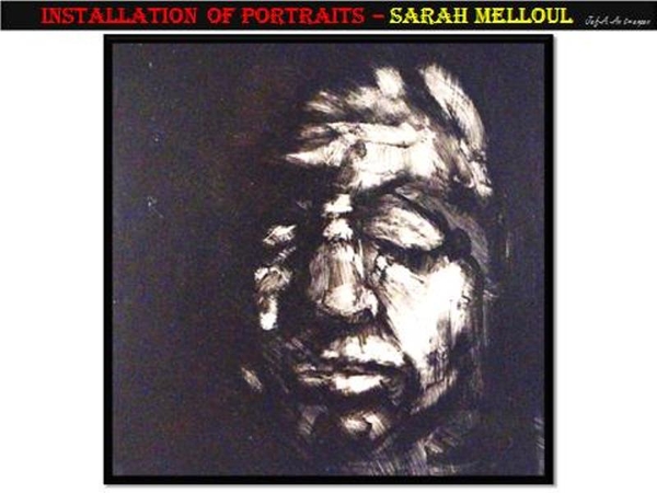 Installation of portraits – Sarah Melloul.