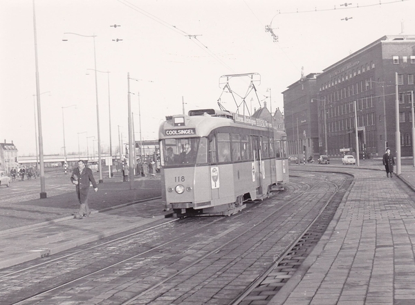118, voetbaltram, Coolsingel, 4-10-1959 (foto J. Niehorster)