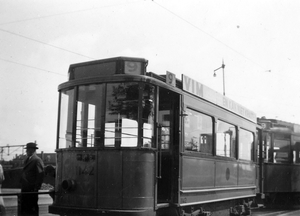 Aanhangrijtuig 1142, lijn 9, Stationsplein, 1950 (fot A. Jannesse