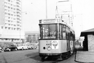 442, lijn 5, Willemsplein, 1959 (Coll. Stichting RoMeO)