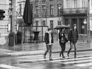 just one umbrella-b&w