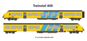 Treinstel 449 in een getekende versie