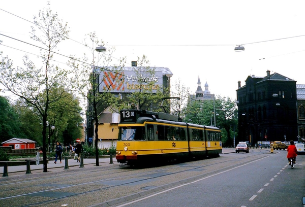 GVB 703 Amsterdam Kleine-Gartmanplantsoen 1979.