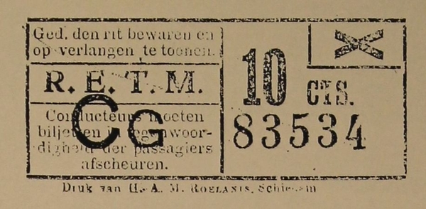 Plaatsbewijs R.E.T.M. 10 cent