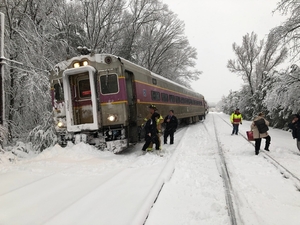 De Lowell Line trein naar Boston is het spoor bijster net buiten 