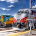 De railrunner 106 staat klaar in Santa Fe, New Mexico.