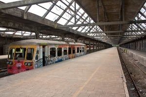 Het verlaten station van Montzen in België.