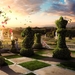 fantasy-wallpaper-with-chess-gardens-and-peacock