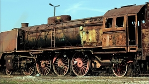 Roestige oude stoomtrein