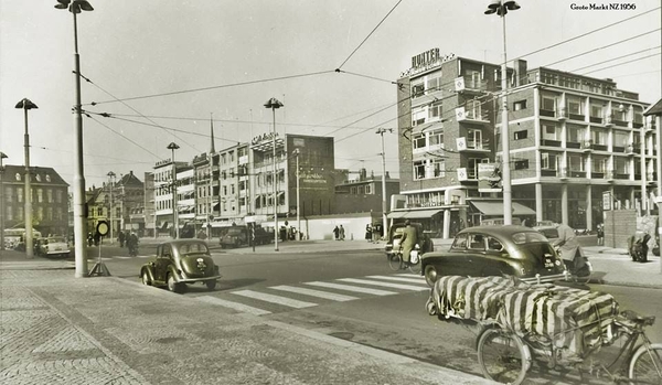 Aanvang bouw V&D Groningen 1956
