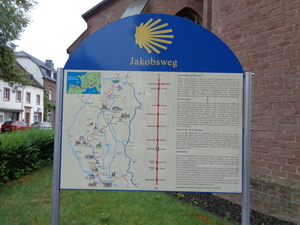 Een infobord jacobsweg in Mettendorf (Eifel)