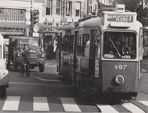 497 De tram van of naar het Mercatorplein