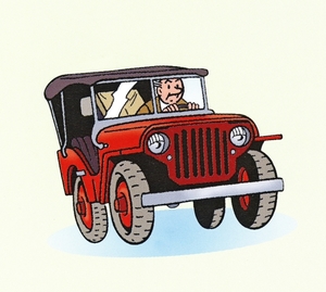 Suske-&-Wiske_1000-woorden-engels_61_Lambik-Ambrose-oldtimer-jeep